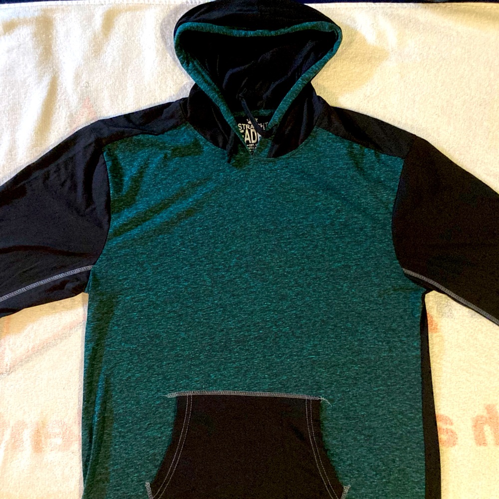 New Straight Faded Hooded Shirt Hoodie Green Heather / Black XL Extra Large